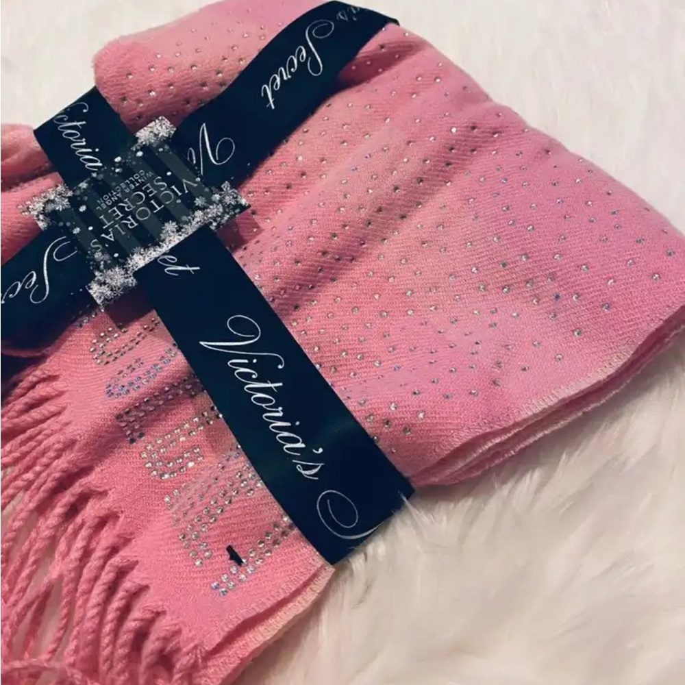 Victoria's Secret Pink Scarf with Sparkling Silver Details